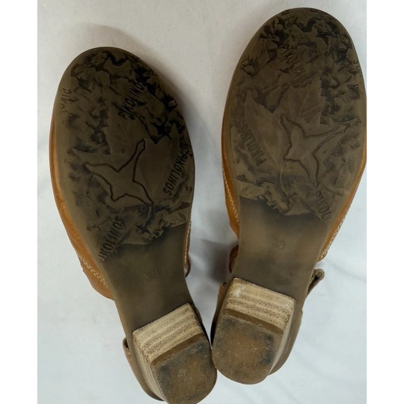 Pikolinos Women's Size 38 Brown Leather Laser Cut Shoes Small Heel Round Toe - Picture 9 of 11